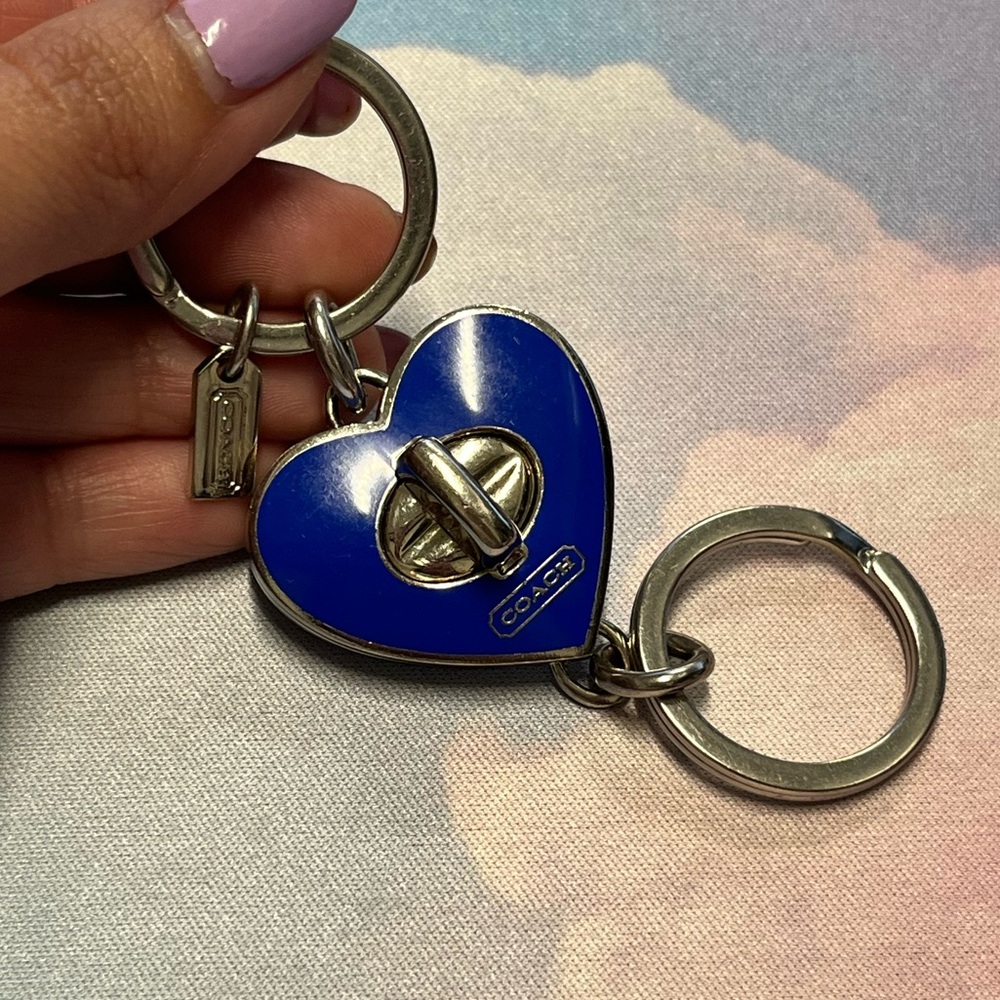 Coach Royal Blue Heart Keychain